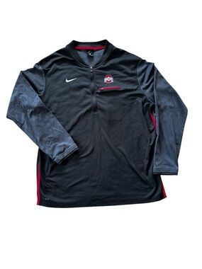 Nike Ohio State Buckeyes Dri-Fit 1/4 Zip Pullover Mens XL Black Gray Red